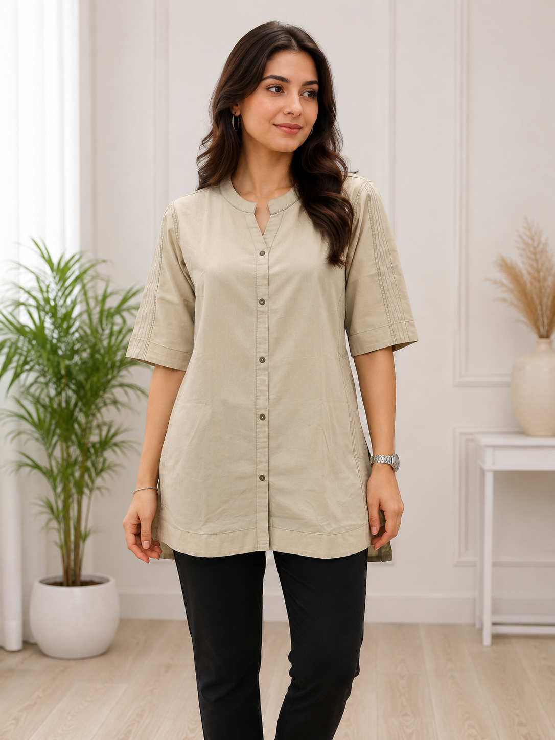 Denim tunic in Cream