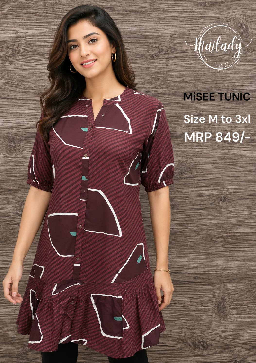 Misee Tunic in Dark brown