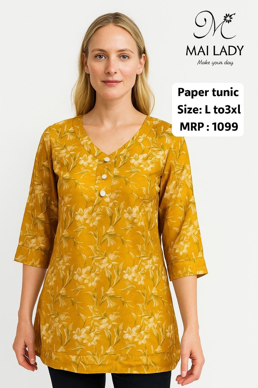 Paper tunic in Mustard